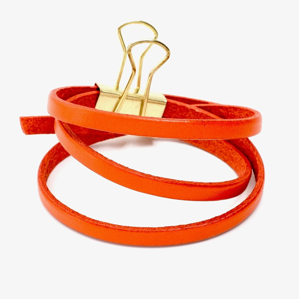 50cm de Lanière de cuir plat 5mm Orange Qualité prémium