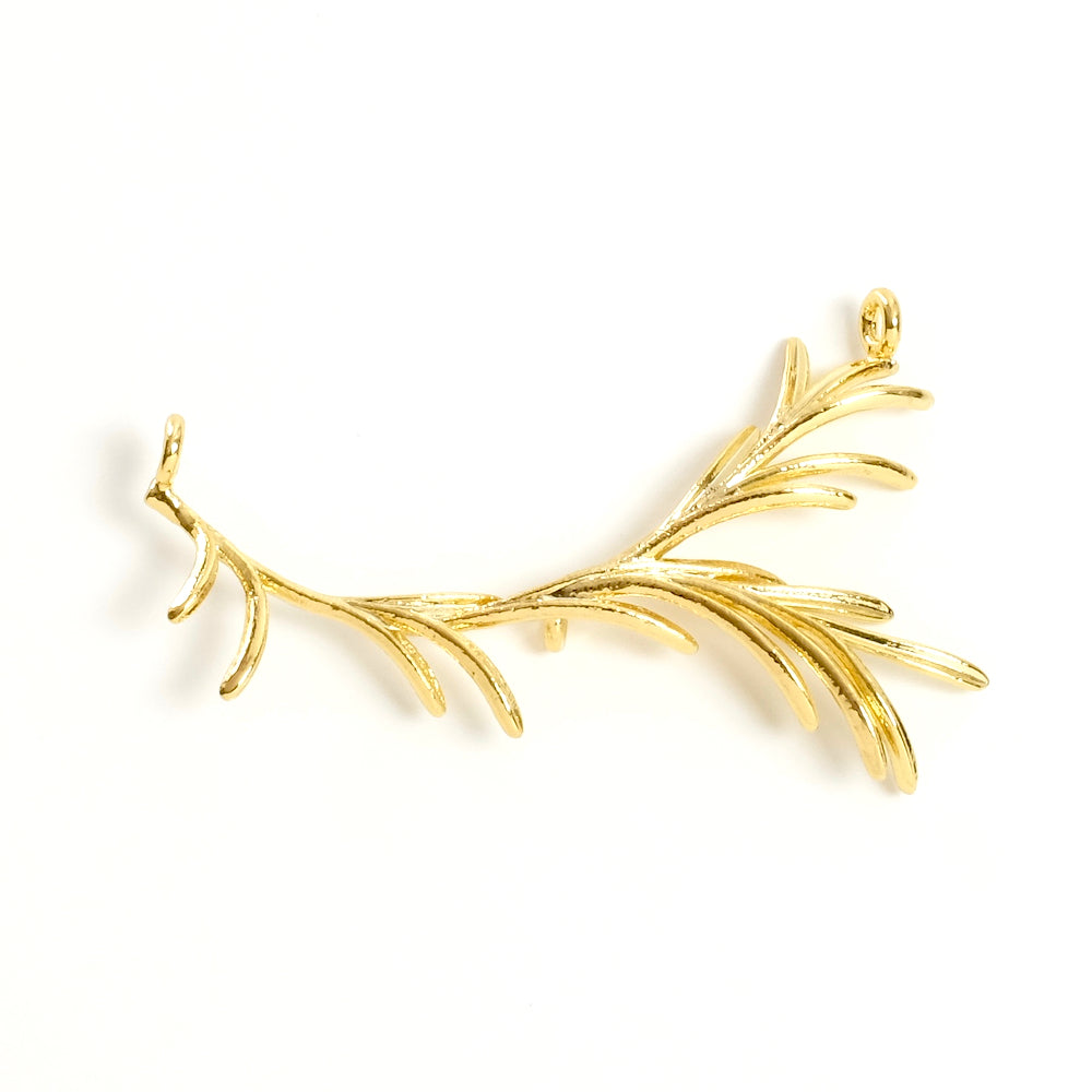 Pendentif connecteur Branche en laiton doré à l&#39;or fin 24K