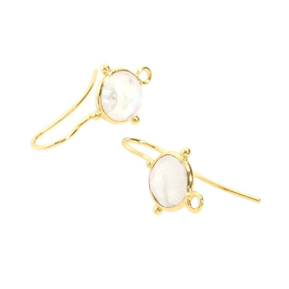 Boucles d'oreilles sertis Pierre de Lune en Laiton doré à l'or fin 24K Premium, la paire