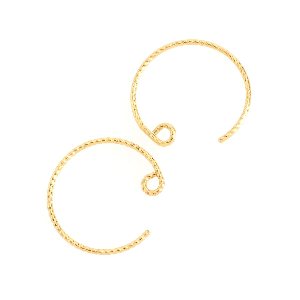 Boucles d&#39;oreilles Crochets ronds en laiton doré à l&#39;or fin 24K Premium, la paire