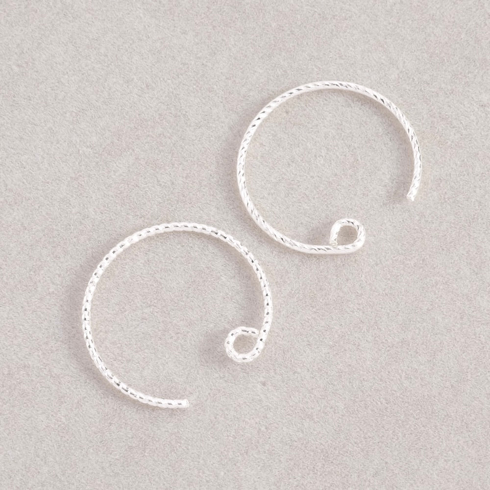 Boucles d&#39;oreilles Crochets ronds en laiton Argenté 925 Premium, la paire