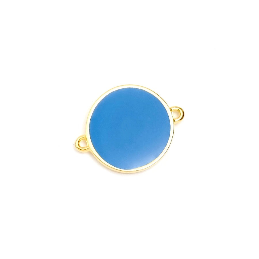 Blauw geëmailleerde ronde connector van 19 mm in 24K vergulde Zamak