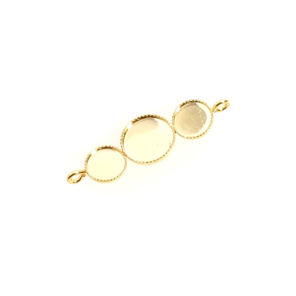 Pendentif connecteur pour cabochons 6mm et 8mm en laiton Doré à l&#39;or fin 24K Premium