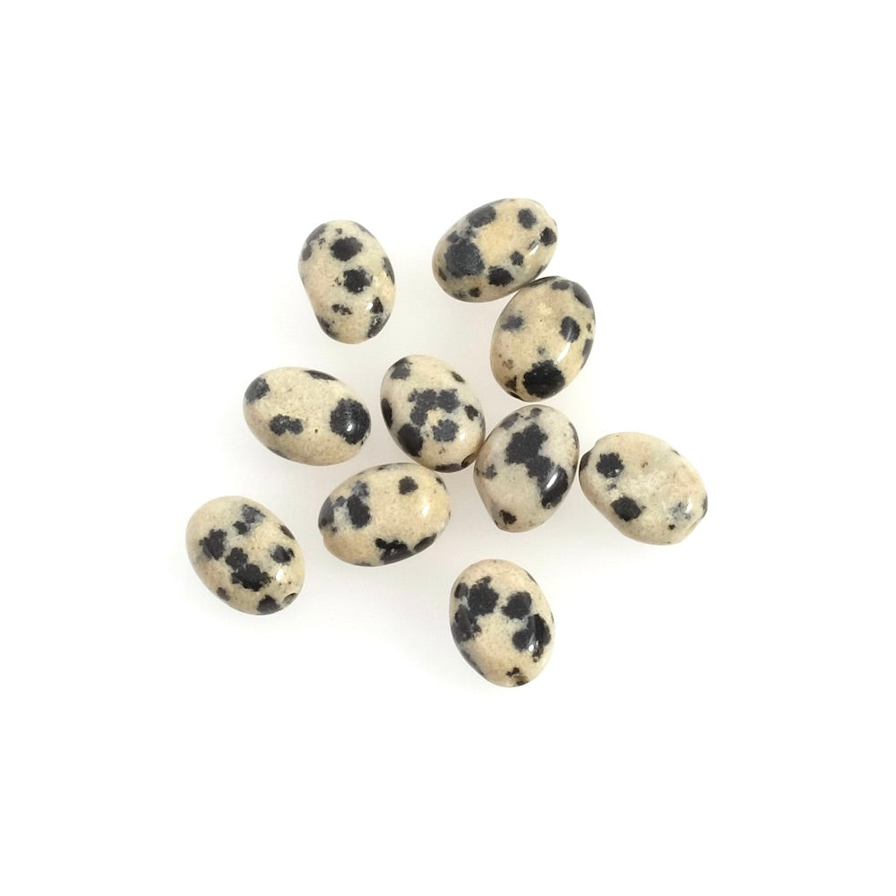 10 ovale kralen 6x8mm in Dalmatische Jaspis