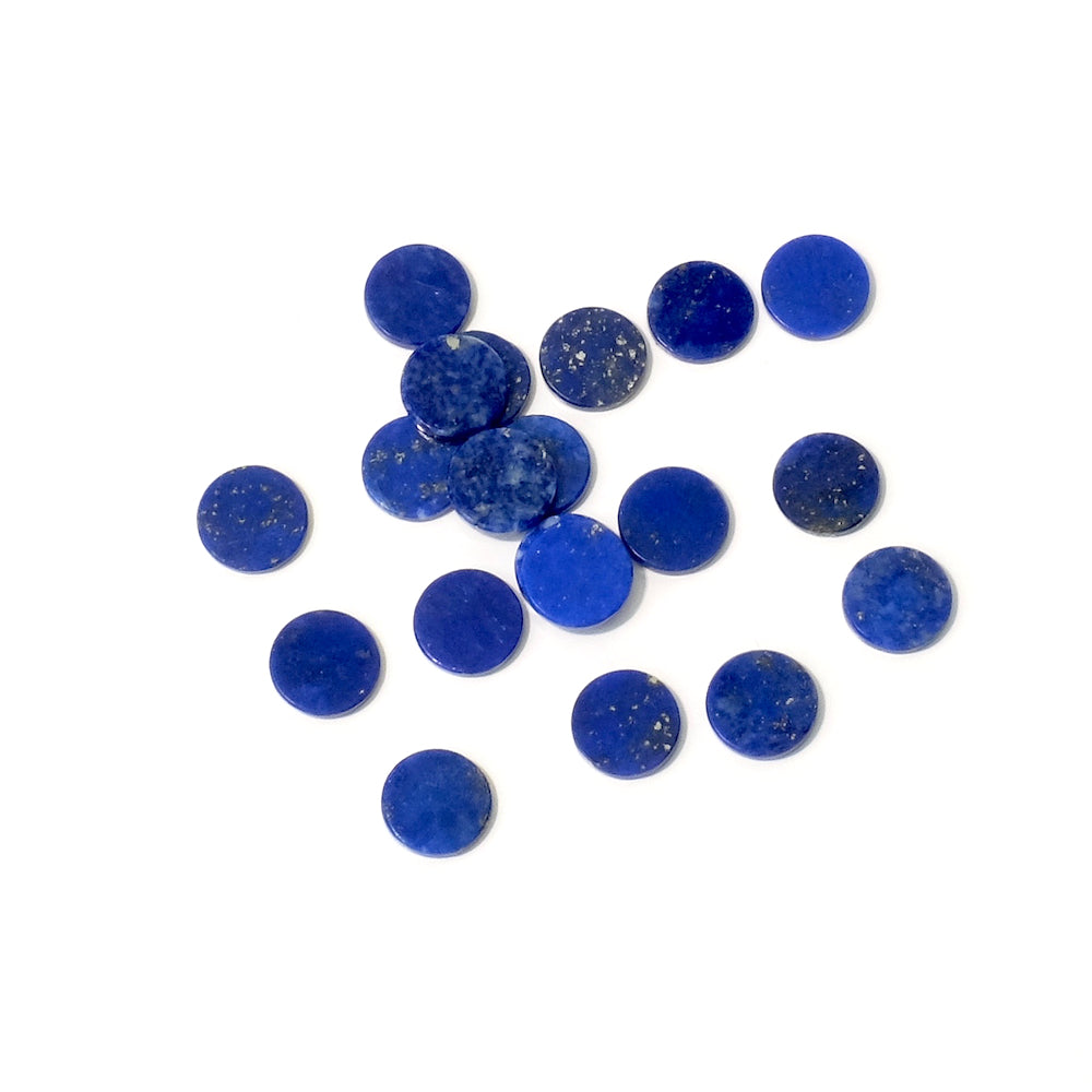 2 Cabochons rond 6mm plat en pierre naturelle Lapis Lazuli