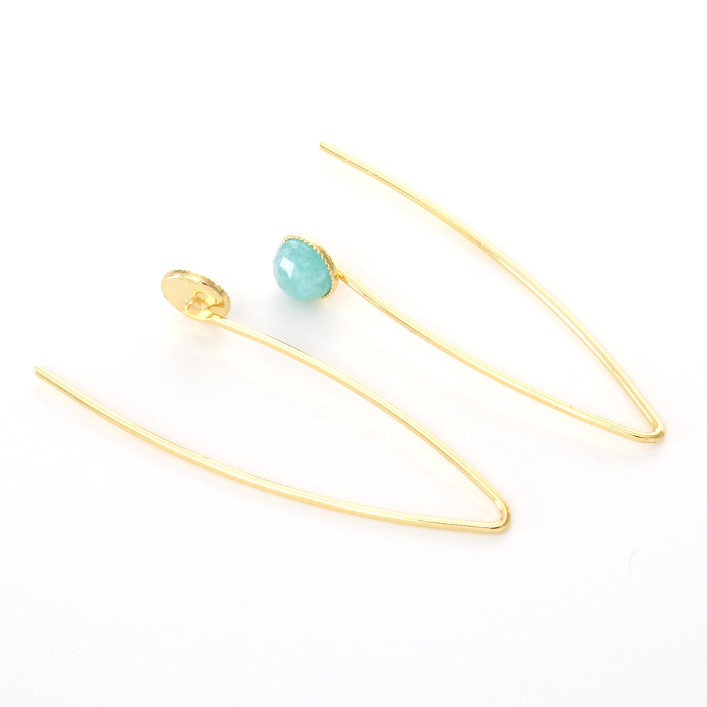 Boucles d'oreilles pour cabochon 6mm en Laiton doré à l'or fin 24K, la paire