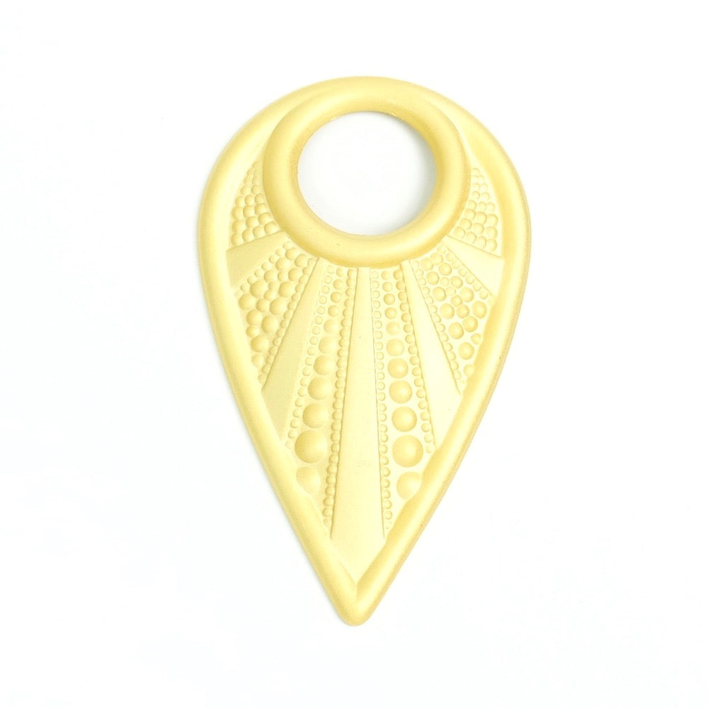 Pendentif Goutte ethnique en laiton Doré Mat à l&#39;or fin 24K