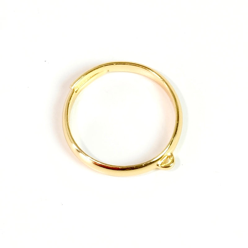 Bague ajustable avec anneau en laiton Plaqué Or 24K