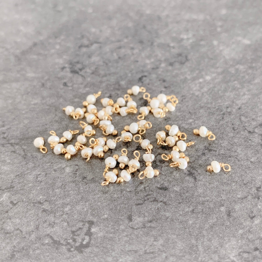 10 perles montées 3mm Laiton Doré à l'or fin 24K et Nacre