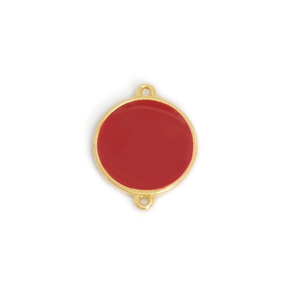 Connecteur rond 19mm émaillé Rouge en Zamak doré Or 24K