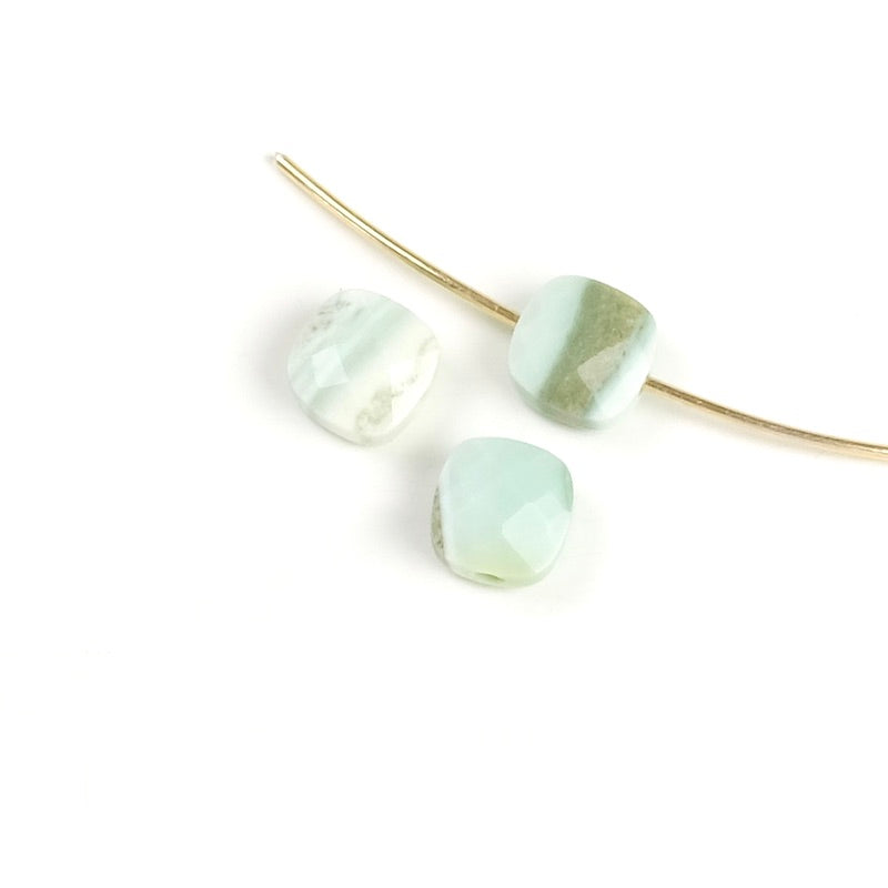 Perle naturelle carrée 6mm taille coussin en Agate rayée verte